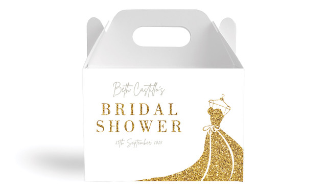 Glitter Dress Bridal Shower Personalised Gable Favour Box