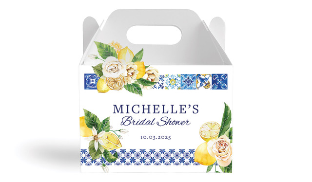 Mediterranean Bridal Shower Personalised Gable Favour Box