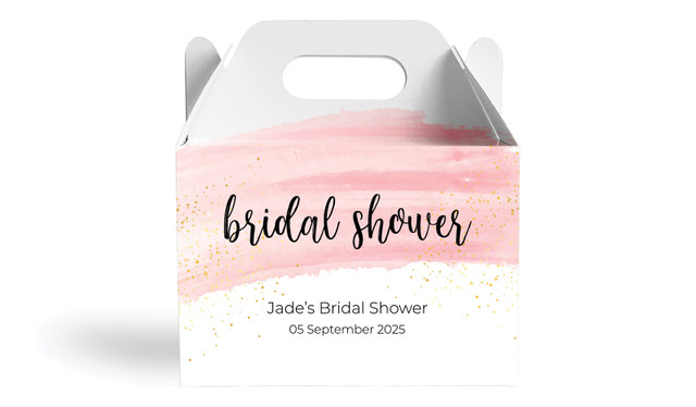 Pink Watercolour Bridal Shower Personalised Gable Favour Box