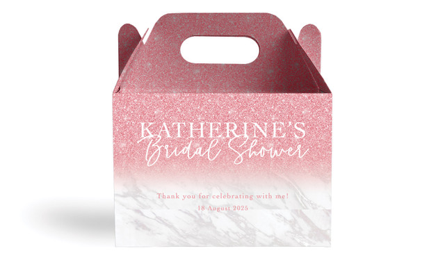 Rose Glitter Bridal Shower Personalised Gable Favour Box