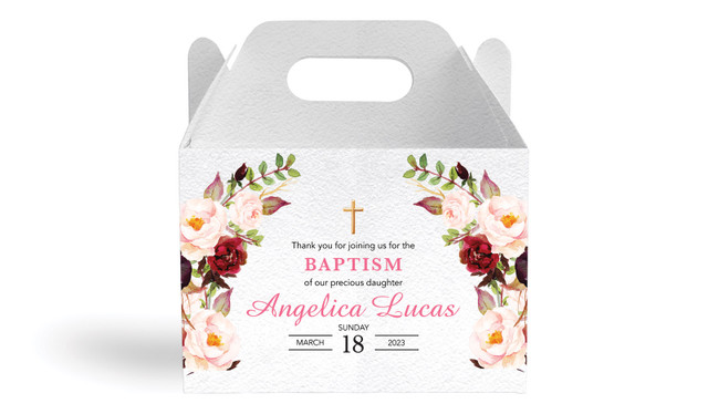 Pink Masala Christening Personalised Gable Favour Box