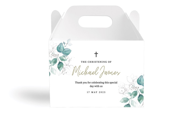 Dream Leaves Christening Personalised Gable Favour Box