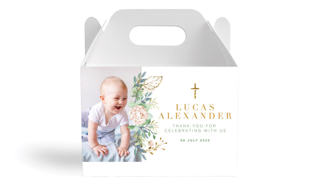 Leaves Photo Christening Personalised Gable Favour Box