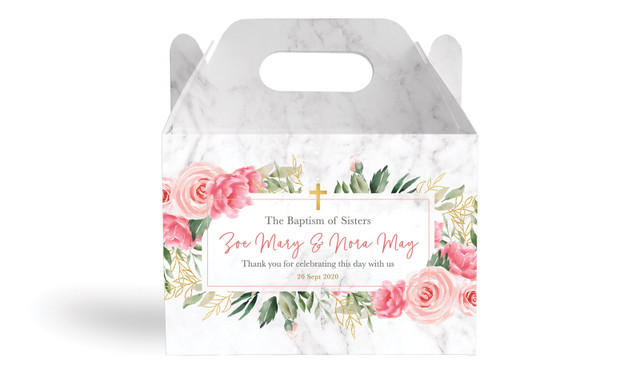 Magnificent Floral Christening Personalised Gable Favour Box