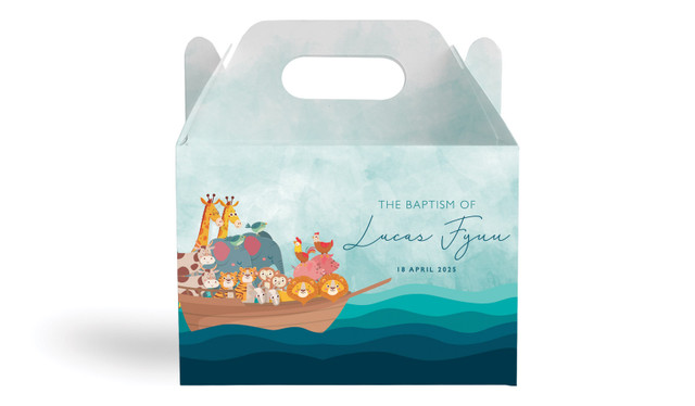 Noahs Ark Christening Personalised Gable Favour Box