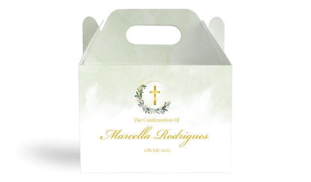 Greenery Hoop Confirmation Personalised Gable Favour Box