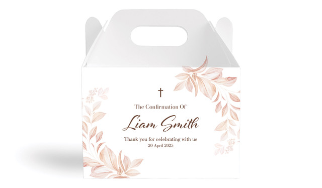 Natural Leaves Confirmation Personalised Gable Favour Box