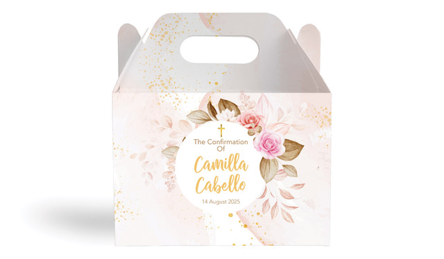 Pretty Roses Confirmation Personalised Gable Favour Box
