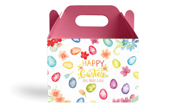 Watercolour Eggs Personalised Gable Favour Box