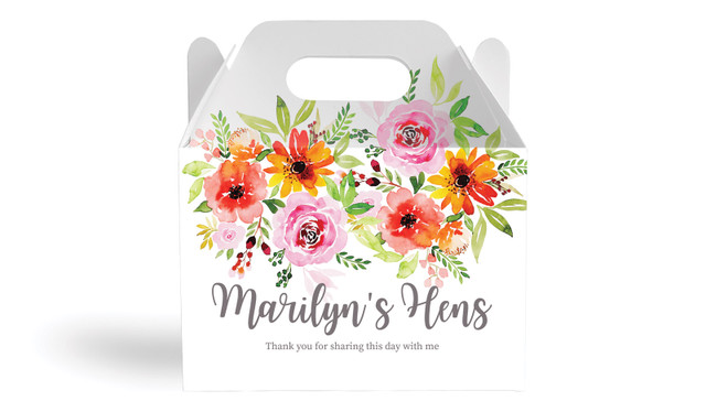 Beautiful Florals Hens Night Personalised Gable Favour Box