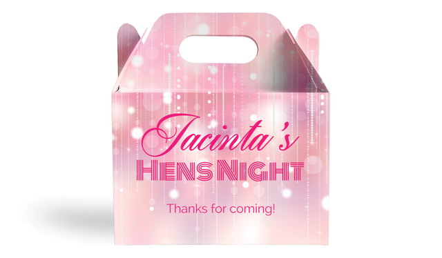 Pink Glam Hens Night Personalised Gable Favour Box