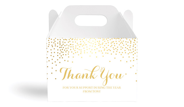 Gold Confetti Personalised Gable Favour Box