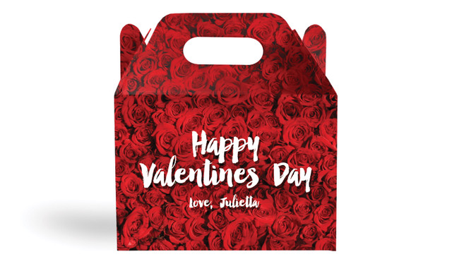 Rose Full Valentines Day Personalised Gable Favour Box