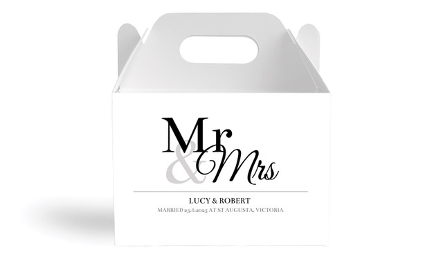 Mr & Mrs Announcement White Wedding Personalised Gable Favour Box