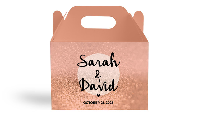 Glitter Rose Gold Wedding Personalised Gable Favour Box