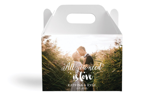 All You Need Is Love Wedding Personalised Gable Favour Box