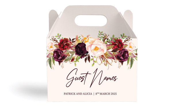 Hanging Flowers Wedding Personalised Gable Favour Box