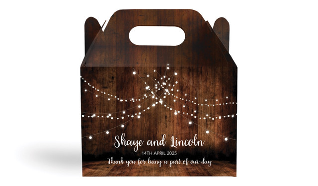 Wood Bunting Wedding Personalised Gable Favour Box