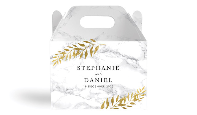 Marble & Fern Wedding Personalised Gable Favour Box