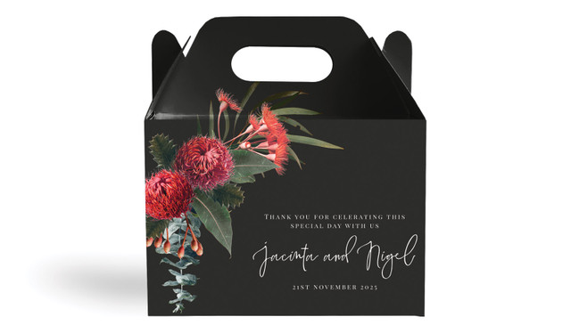 Wild Flowers Dark Wedding Personalised Gable Favour Box