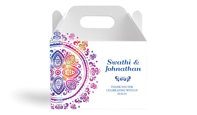 Radiant Mandala Wedding Personalised Gable Favour Box