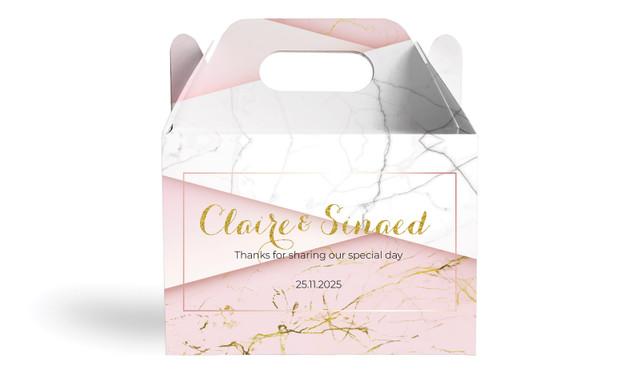 Pink And Marble Wedding Personalised Gable Favour Box