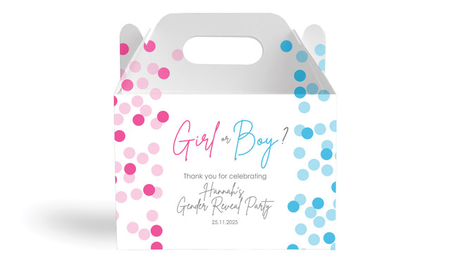 Confetti Gender Reveal Personalised Gable Favour Box