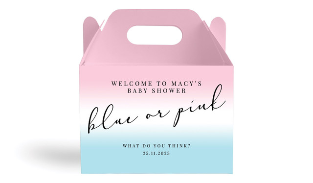 Gradient Gender Reveal Personalised Gable Favour Box