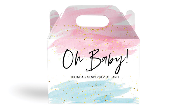 Paint Strokes Gender Reveal Personalised Gable Favour Box