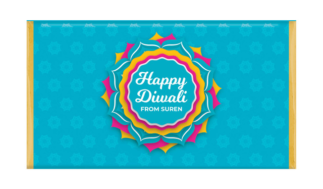 Bright Blue Diwali Personalised Chocolate Bars