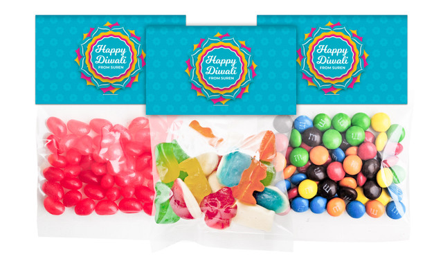 Bright Blue Diwali Personalised Lolly Bag With Topper