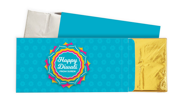 Bright Blue Diwali Personalised Chocolate Bar In A Box