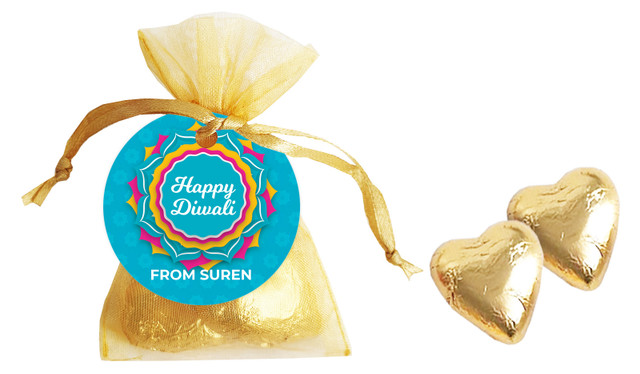 Bright Blue Diwali Personalised Organza Bag