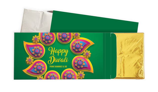 Green Leaves Diwali Personalised Chocolate Bar In A Box