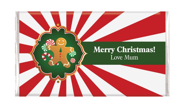 Gingerbread Man Personalised Christmas Chocolate Bar