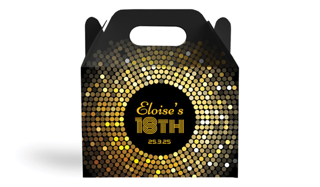 Disco Gold Personalised Gable Favour Box