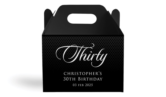 Elegant Black Personalised Gable Favour Box