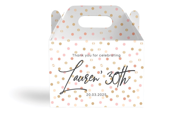 Metallic Confetti Personalised Gable Favour Box
