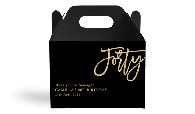 40th Black Personalised Gable Favour Box