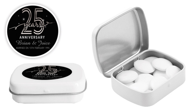 Big Number Silver Anniversary Personalised Mint Tins