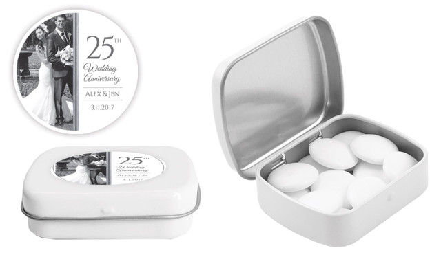 Silver Anniversary Personalised Mint Tins