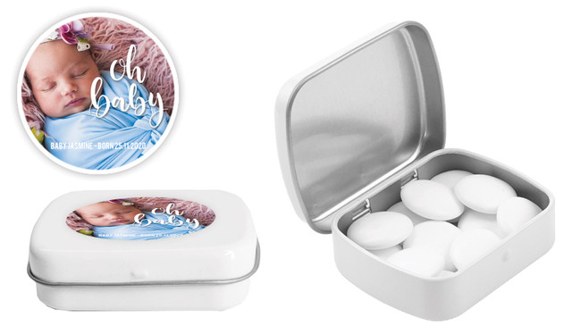 Oh Baby Birth Announcement Personalised Mint Tins