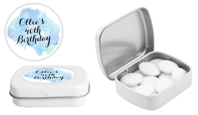 A Splash Of Water Colour Blue Personalised Mint Tins