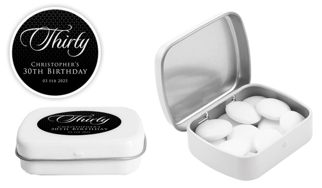 Elegant Black Personalised Mint Tins