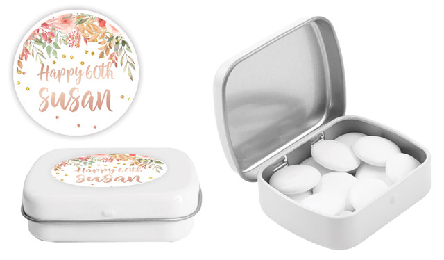 Peach Floral Personalised Mint Tins