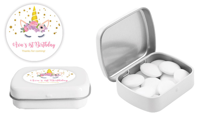 A Pretty Unicorn Kids Party Personalised Mint Tins