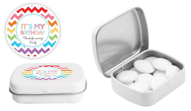 Chevron Rainbow Kids Party Personalised Mint Tins