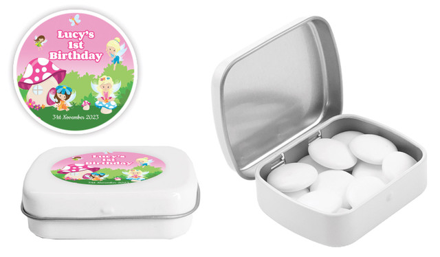 Fairy Garden Kids Party Personalised Mint Tins
