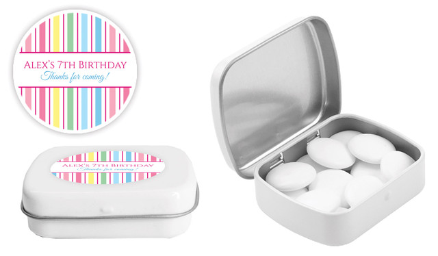 Pastel Stripe Kids Party Personalised Mint Tins