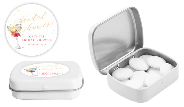 Floral Glass Bridal Shower Personalised Mint Tins